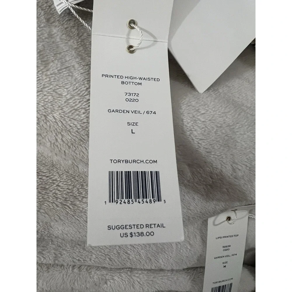 NWT‎ Tory Burch Printed Swim High Waisted Bottoms Size L Garden Veil 73172 0220